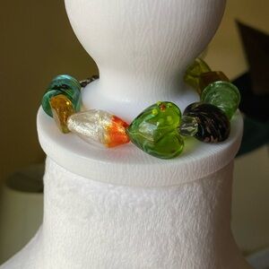 EUC Vintage Multi-Color Glass Stone Magnetic Clasp Bracelet